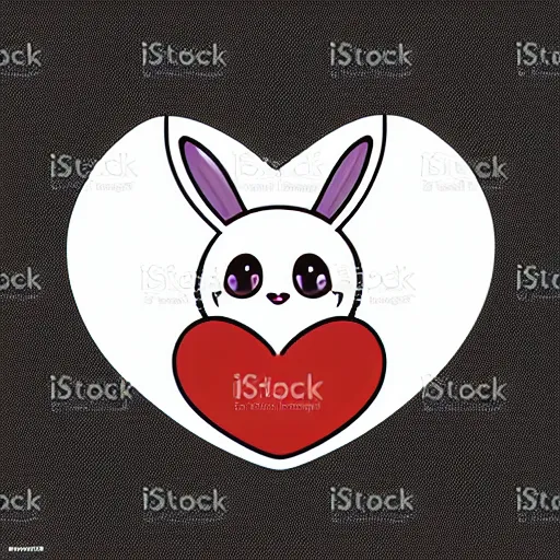 Image similar to adorable bunny hugging a heart, vector art sticker illustration, pixiv