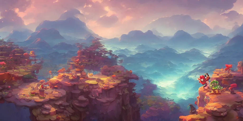 Image similar to 3 6 0 panoramic dynamics matte painting acrylic blur oil wonderland yoshi kurbi dofus, behance hd by jesper ejsing, by rhads, makoto shinkai and lois van baarle, ilya kuvshinov, rossdraws global illumination