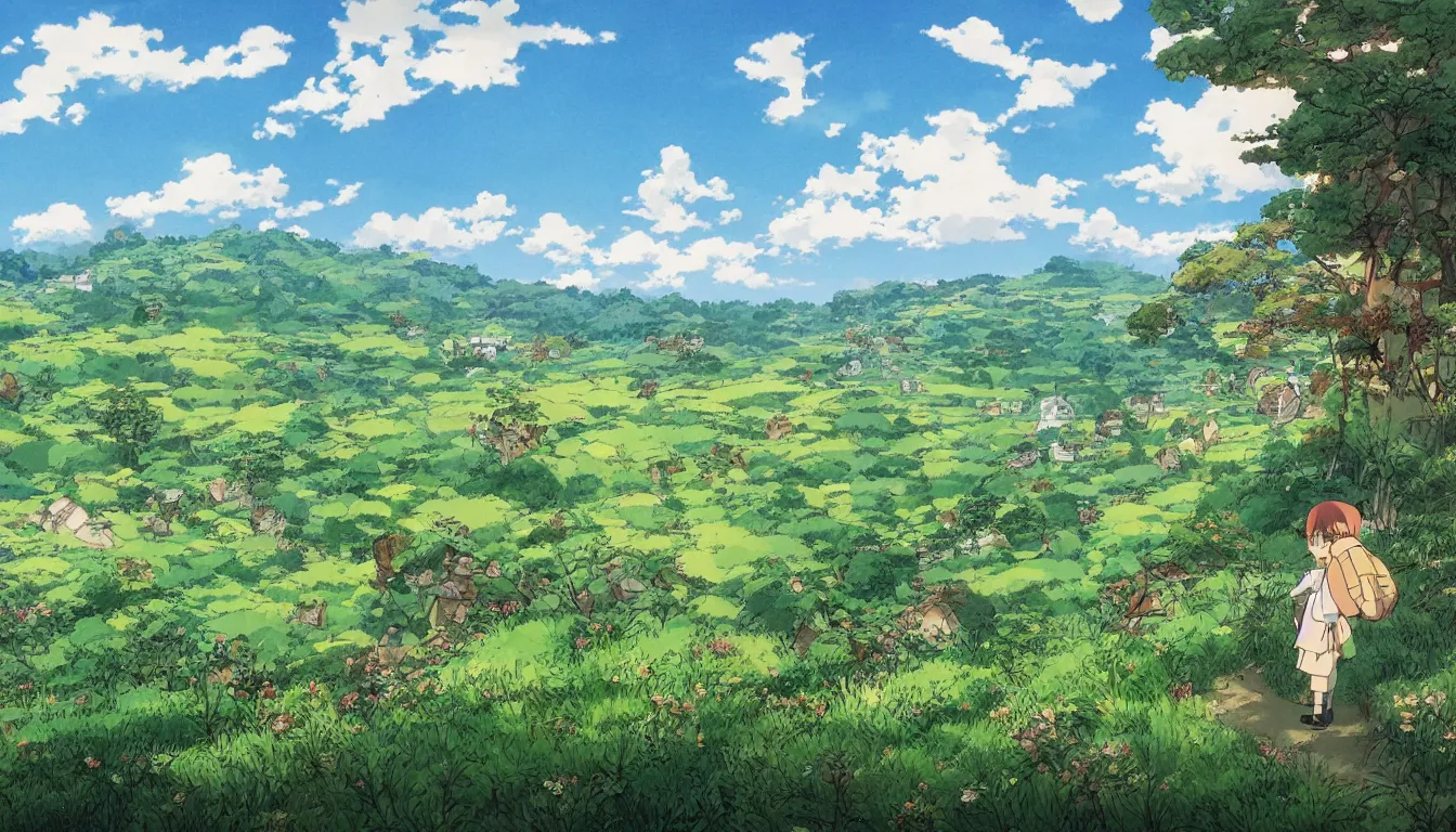 Prompt: beautiful countryside by Hayao Miyazaki