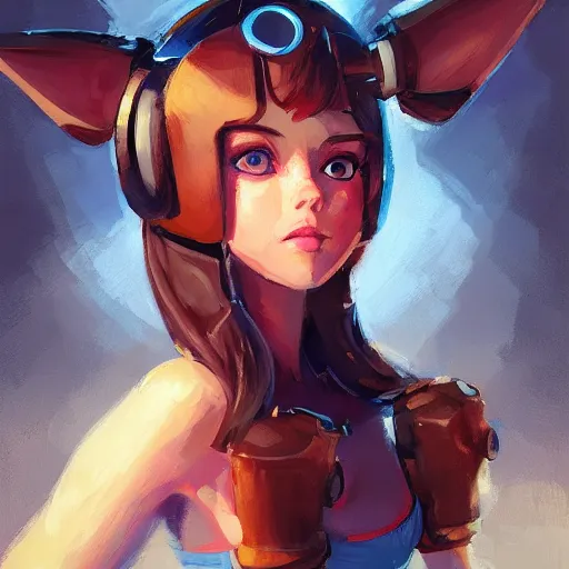 Prompt: portrait of a cute young woman with robot ears, 4k, sharp focus, 1980, Andreas Rocha