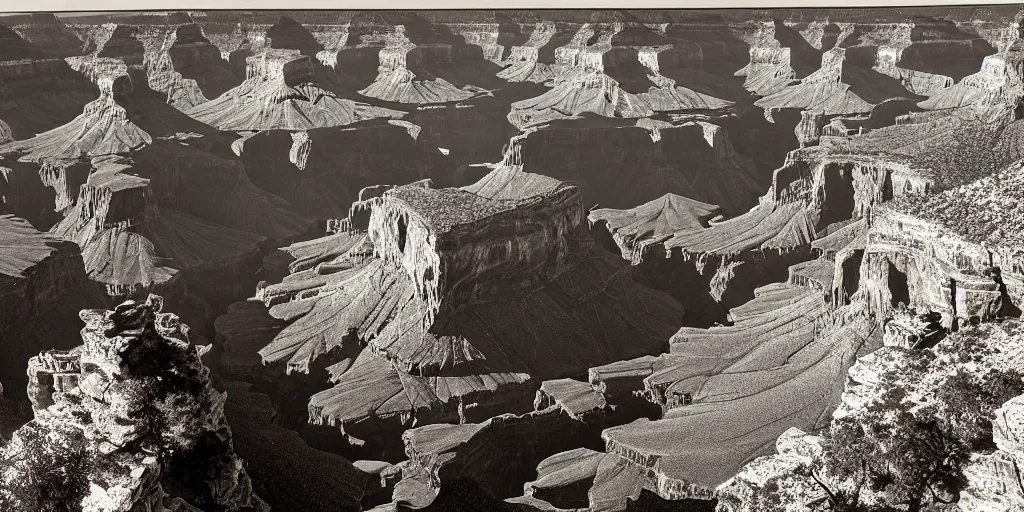 Prompt: the sun setting on the Grand Canyon by ansel adams, award winning