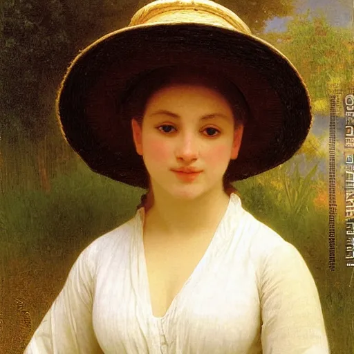 Image similar to A portrait of a fox in a straw hat by William-Adolph Bouguereau, Robert Cleminson, Carl Friedrich Deiker