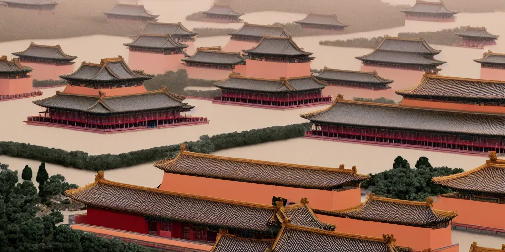 Image similar to a very high resolution image from a new movie, forbidden city, front view, photorealistic, photography, directed by wes anderson