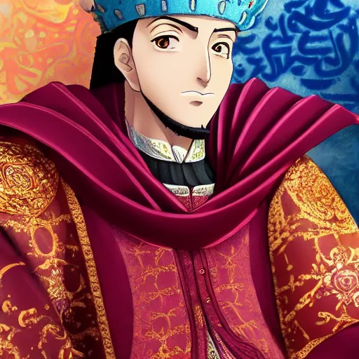 Prompt: portrait of suleiman the magnificent, anime fantasy illustration by tomoyuki yamasaki, kyoto studio, madhouse, ufotable, comixwave films, trending on artstation