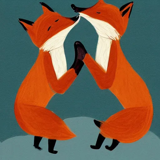 Image similar to two foxes dancing