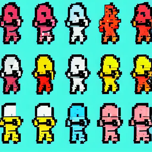Prompt: a sprite sheet of an early 90s video game mascot