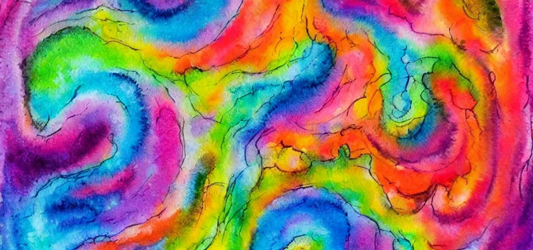 Prompt: colorful abstract watercolor beautiful vibrant swirly oil in water pastel psychodelic