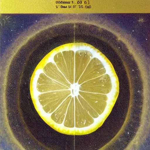 Image similar to cross section lemon as star, photo by hubble