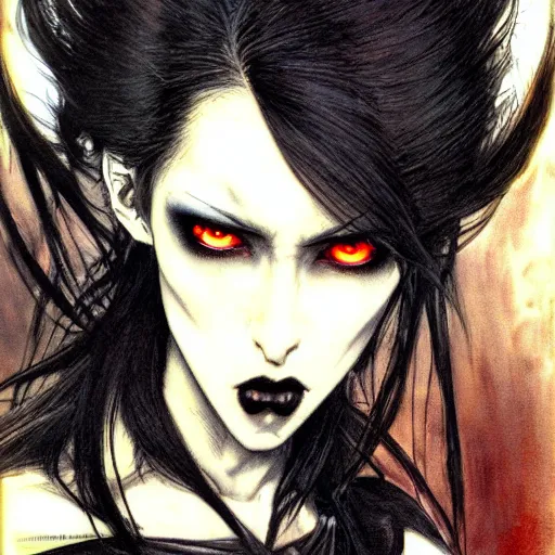 Image similar to a portrait of a character, black hair, dark eyes, dark, gothic, by Ayami Kojima, trending on pixv