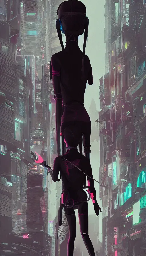 Image similar to cyberpunk wednesday addams, sharp focus, james gilleard, cinematic, game art, extremely detailed digital painting, print