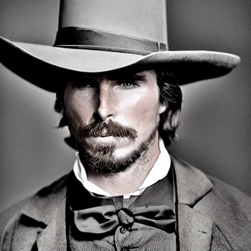 Image similar to an 1 8 0 0 s photo of christian bale playing the role of clint eastwood, squinting at high noon, in the style of a clint eastwood movie, the good, the bad and the ugly, vibe, glory days, mount rushmore, justice, american flag, independence, patriotism, black and white, artgerm