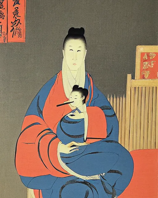 Image similar to a painting by Sesshu Toyo