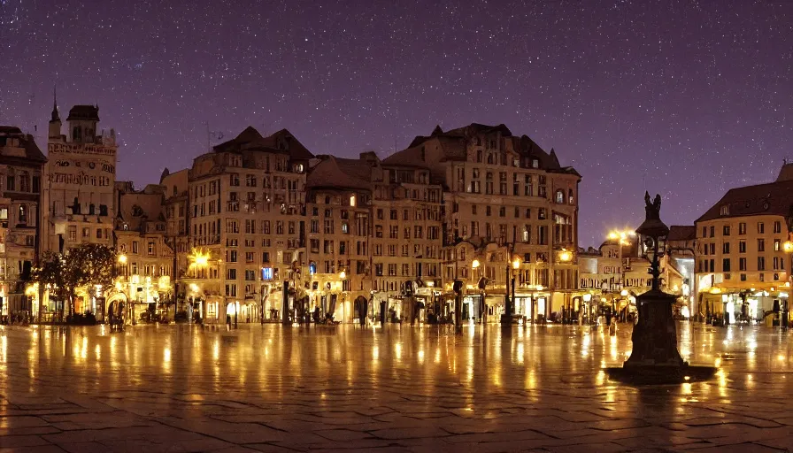 Image similar to a beautiful city square at night