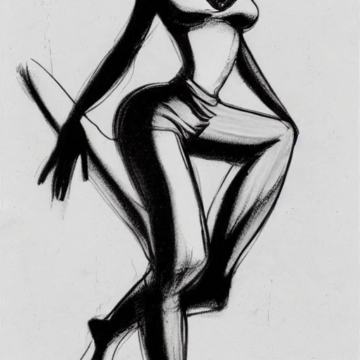 Image similar to milt kahl sketch of thick cuban girl wearing black yoga pants