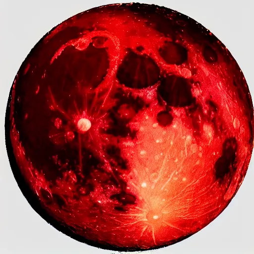 Prompt: a huge moon made out of bloody flesh above a river of blood, detailed, very detailed, high quality, high contrast, vibrant,