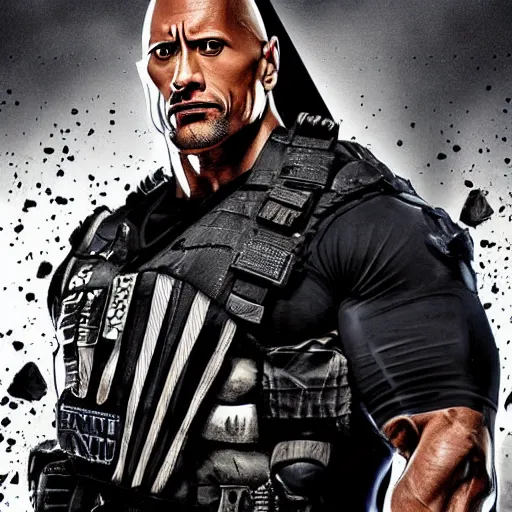 Image similar to Dwayne Johnson in the punisher digital art 4k detailed super realistic