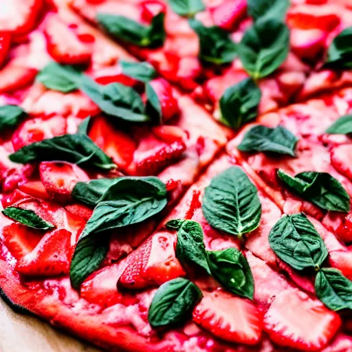 Image similar to a 5 0 mm macro shot of a strawberry pizza