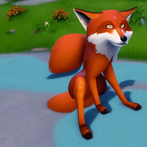 Image similar to anthropomorphic fox as a playable character in The Sims 4, in game screenshot