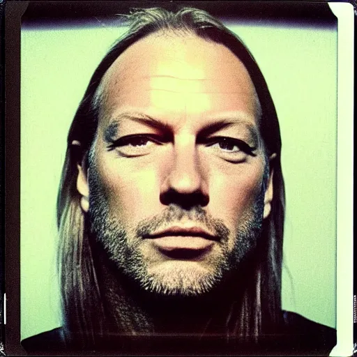 Prompt: Mugshot Portrait of David Gilmour, taken in the 1970s, photo taken on a 1970s polaroid camera, grainy, real life, hyperrealistic, ultra realistic, realistic, highly detailed, epic, HD quality, 8k resolution, body and headshot, film still, front facing, front view, headshot and bodyshot, detailed face, very detailed face