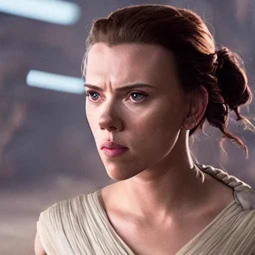 Image similar to A still of Scarlett Johansson as Rey in Star Wars: The Force Awakens (2015)