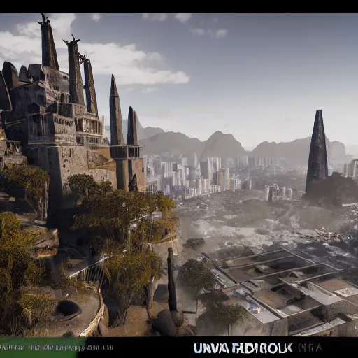 Image similar to grimdark gothic rio de janeiro, unreal engine, 8 k, ultra realistic, ultra detail, ray tracing