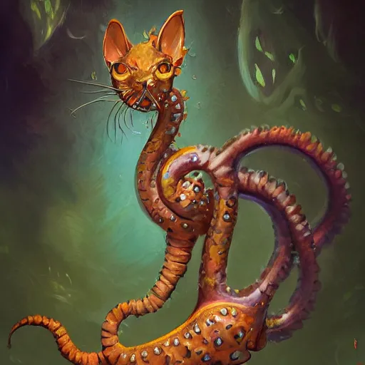 Prompt: cat seahorse shapeshifter, humanoid fursona by WLOP and Peter Mohrbacher and Louis Wain, furaffinity, trending on artstation