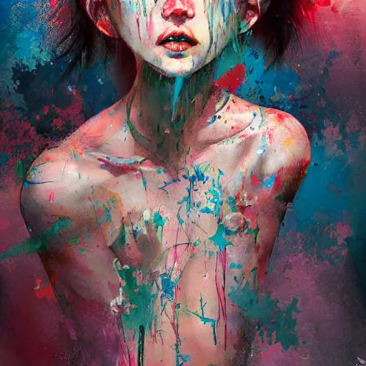 Prompt: artistic dirty art acrylic painting, paint brushstrokes and squeegeed dirty artwork, art by ross tran style reminiscent of illustrative children books, surreal, human figures, low tons colors, world leaders of terror 2 1 th century