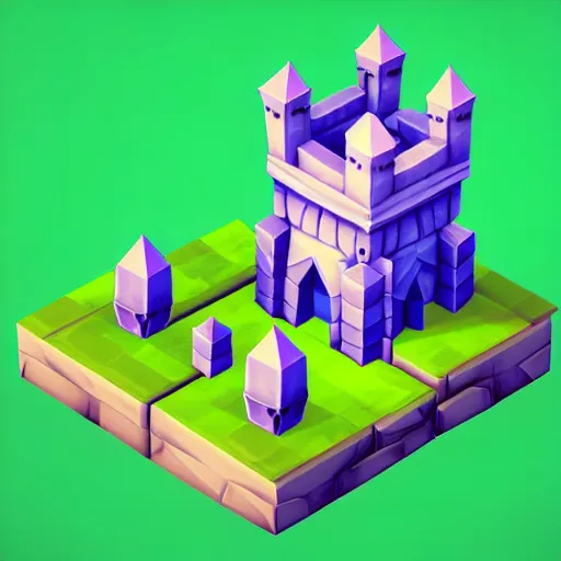 Prompt: Isometric 3D Fantasy Cute Tower, low poly, pixiv