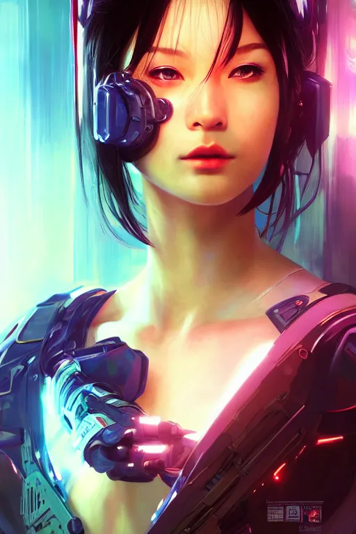 Image similar to portrait futuristic solider girl, in future tokyo towertop, ssci - fi, fantasy, intricate, very very beautiful, elegant, human anatomy, neon light, highly detailed, digital painting, artstation, concept art, smooth, sharp focus, illustration, art by ayanamikodon and and alphonse mucha and tan zi and craig mullins and wlop