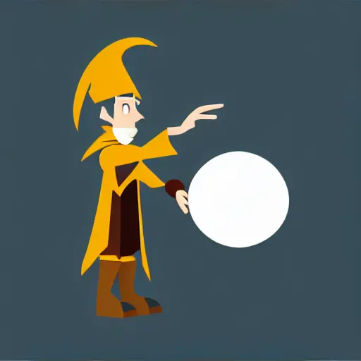 Image similar to wizard pondering his orb, discord emoji, 2 d, flat, coherent, orthographic, transparent background, svg