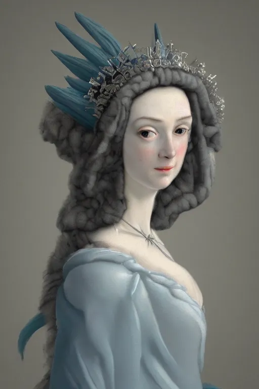 Image similar to Portrait of a frigid Ice Queen, in the style of Artstation, Hyacinthe Rigaud, and Jacques-Louis David
