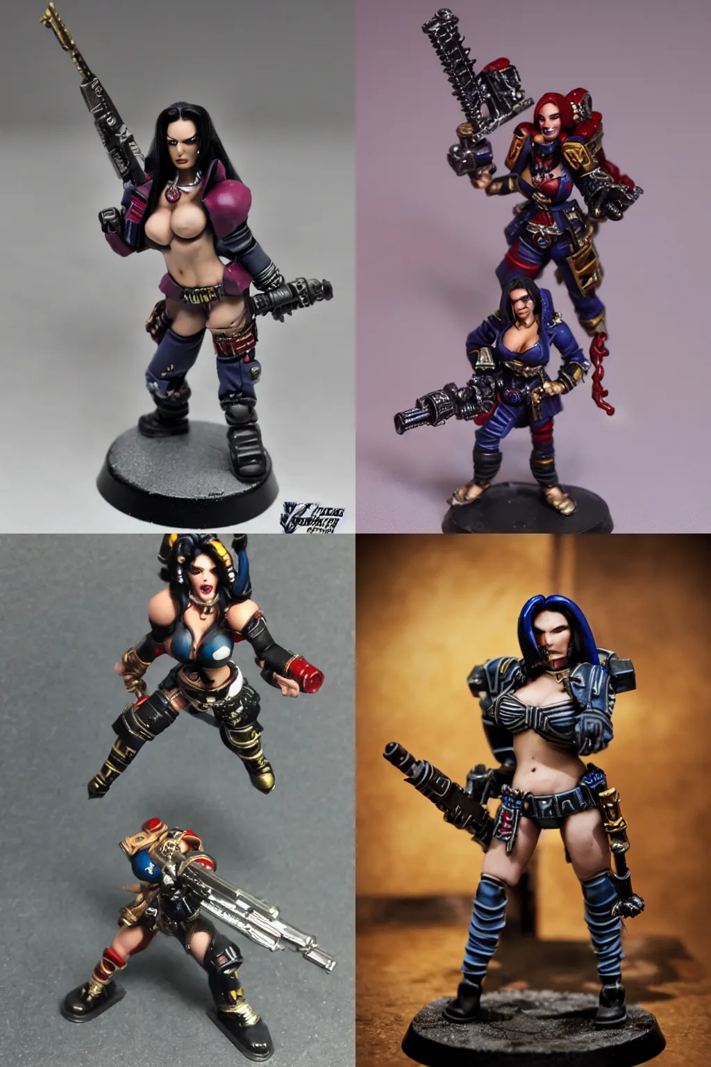 Prompt: warhammer 4 0 k, julie strain rogue trader, model miniature, 2 5 mm, photo, studio lighting