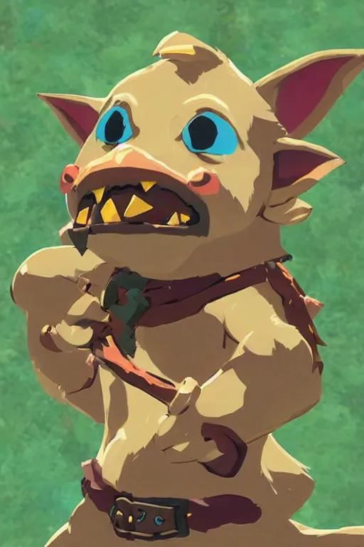 Image similar to a moblin from the legend of zelda breath of the wild, breath of the wild art style.