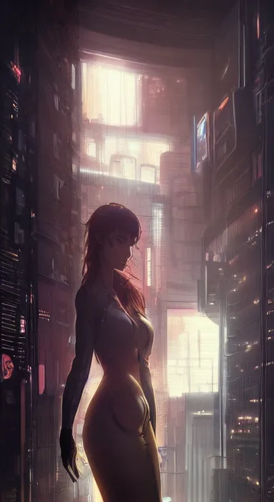 Image similar to Cyberpunk Portrait of Makise Kurisu from Steins;Gate. Beautiful digital art by Greg Rutkowski and Alphonse Mucha