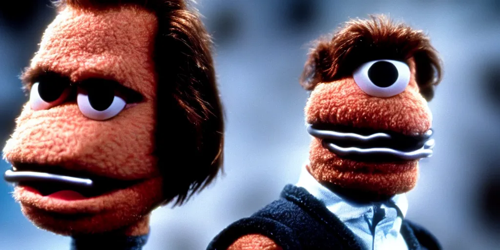 Image similar to arnold schwarzenegger as a muppet, the terminator, film still, high quality, hd, 4 k