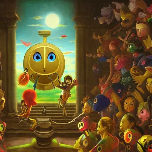 Prompt: a scene from majora's mask in the style of a baroque painting