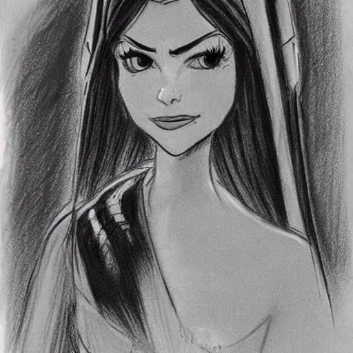 Image similar to milt kahl sketch of victoria justice as princess padme from star wars