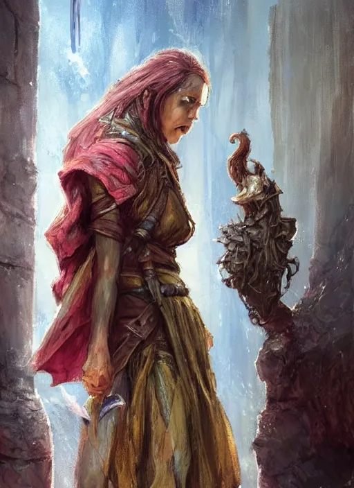 Image similar to female poor beggar on the streets, ultra detailed fantasy, dndbeyond, bright, colourful, realistic, dnd character portrait, full body, pathfinder, pinterest, art by ralph horsley, dnd, rpg, lotr game design fanart by concept art, behance hd, artstation, deviantart, hdr render in unreal engine 5