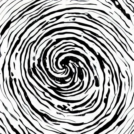 Prompt: black and white illustration spiral galaxy block print