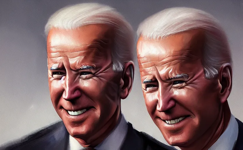 Prompt: A painting of Joe Biden trending on artstation in the style of Greg Rutkowski