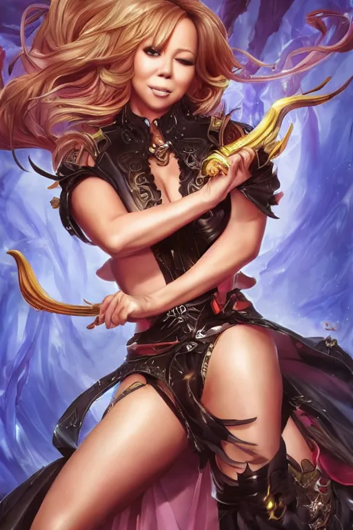 Image similar to Mariah Carey in a blade and soul spinoff artbook rendered by the artist Taran Fiddler, Joe Madureira, Nadezhda Tikhomirova, Jiyun Chae, Lê Long, trending on Artstation by Hyung Tae Kim, artbook, Stanley Artgerm Lau, WLOP, Rossdraws , James Gurney