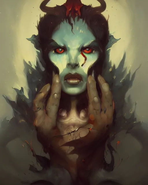 Prompt: portrait of a demon by peter mohrbacher. photographic, photography. trending on artstation