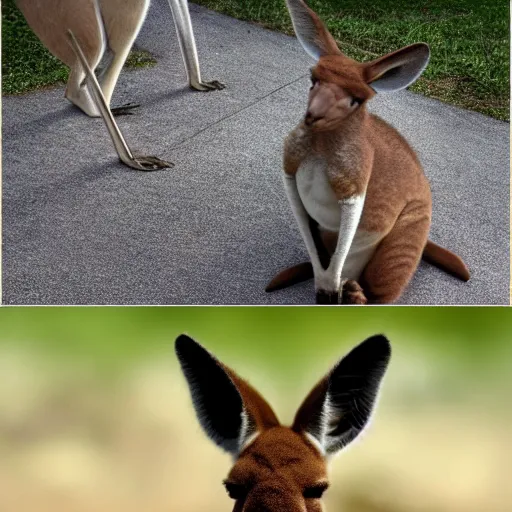 Prompt: simple meme of a disappointed kangaroo