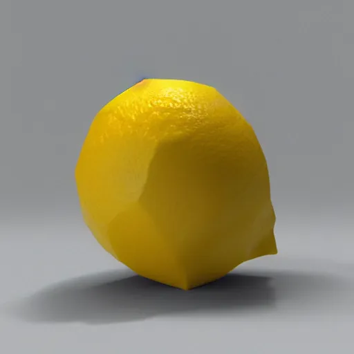 Image similar to a render of a low polygon lemon, unreal engine