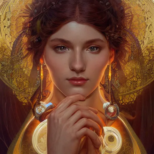 Image similar to perfectly-centered-Portrait of a Goddess, intricate, highly detailed, digital painting, artstation, concept art, smooth, sharp focus, illustration, Unreal Engine 5, 8K, art by artgerm and greg rutkowski and alphonse mucha