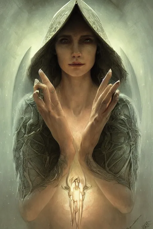 Image similar to elvish psychonaut physically accurate, moody dynamic lighting, very very intricate, very very elegant, highly detailed, digital painting, artstation, HR GIGER, Hieronymus Bosch, Francis Bacon, concept art, smooth, very beautiful, sharp focus, illustration, art by artgerm and greg rutkowski and alphonse mucha