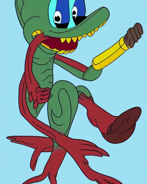 Prompt: perry the platypus xenomorph, animation cel