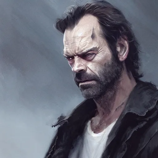 Prompt: portrait of Hugo Weaving as Wolverine, art by greg rutkowski, matte painting, trending on artstation