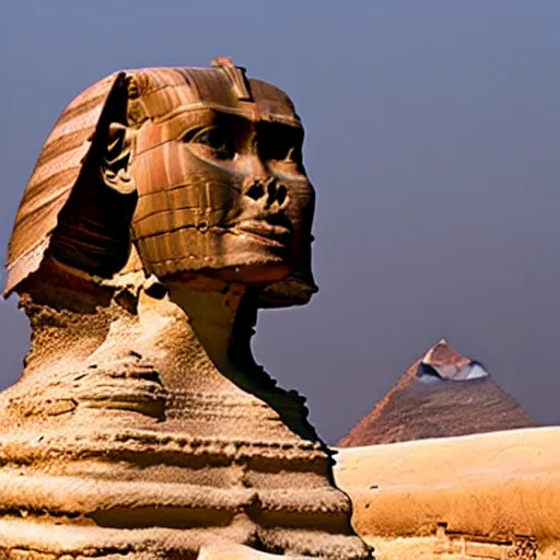 Image similar to a beautiful intricate epic scene the sphinx of giza, cinematic lighting