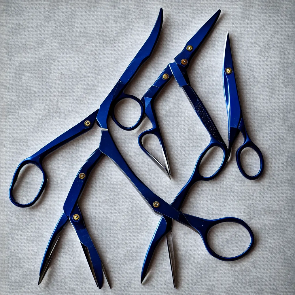 Image similar to a blueprint of a pair of futuristic scissors